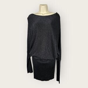 Soaked in Luxury Small Medium Maiken Knit Dress Black Blue Long Sleeve